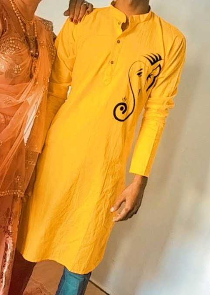 Yellow Printed Kurta