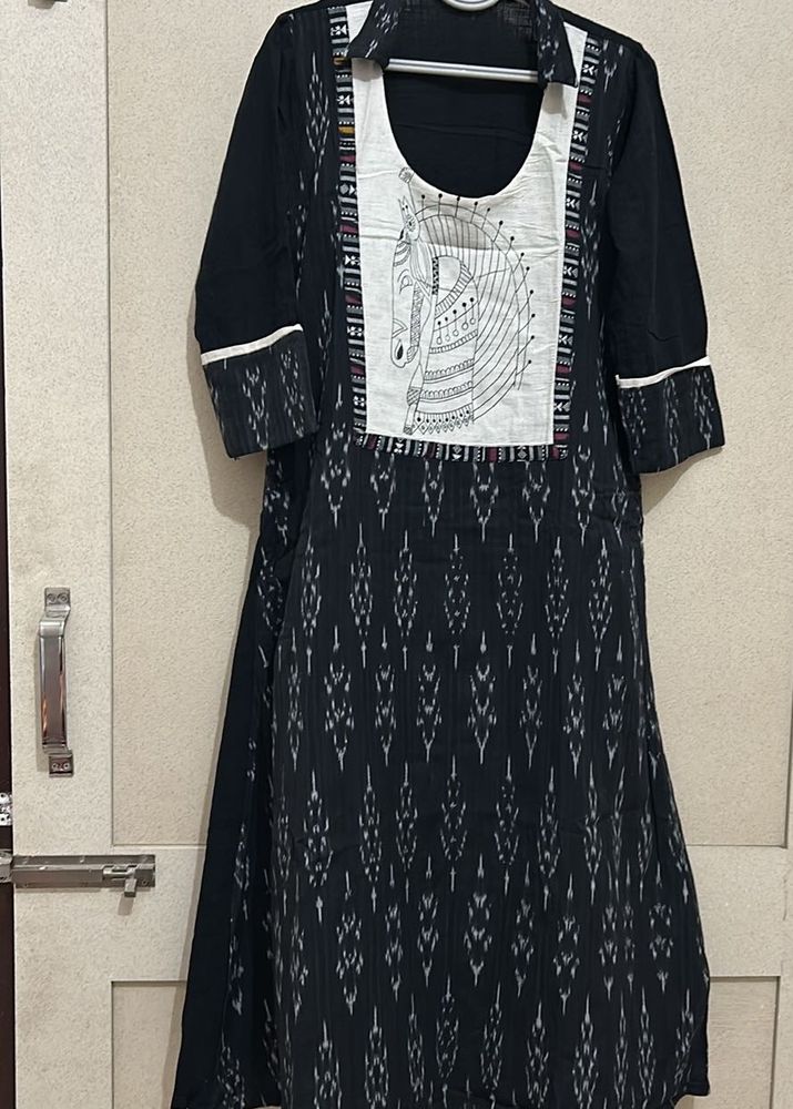 Elegant Black Printed Dress (Navaratri Special)
