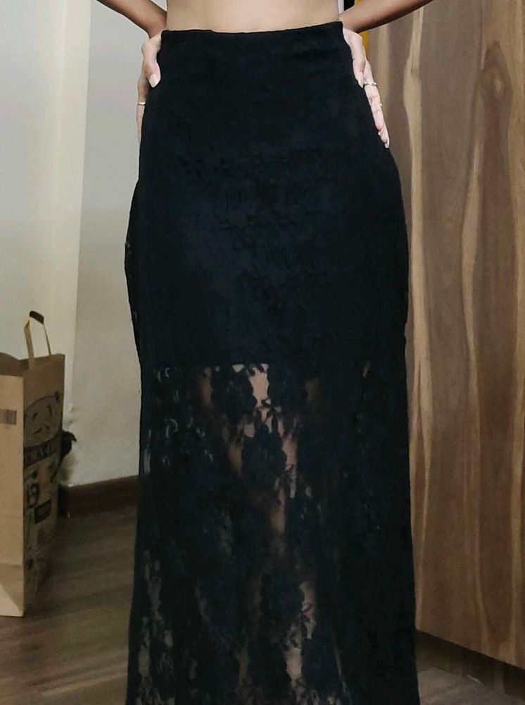 Black Lace Maxi Skirt