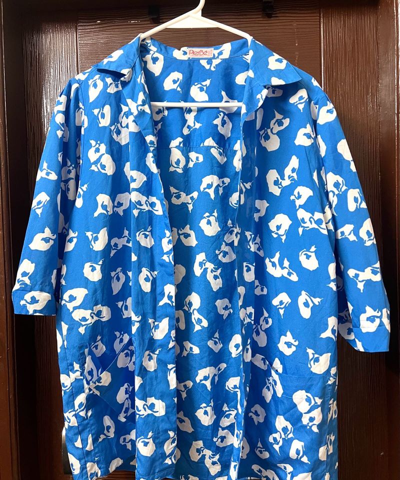 Vibrant Blue PierBe Made in France Abstract Floral