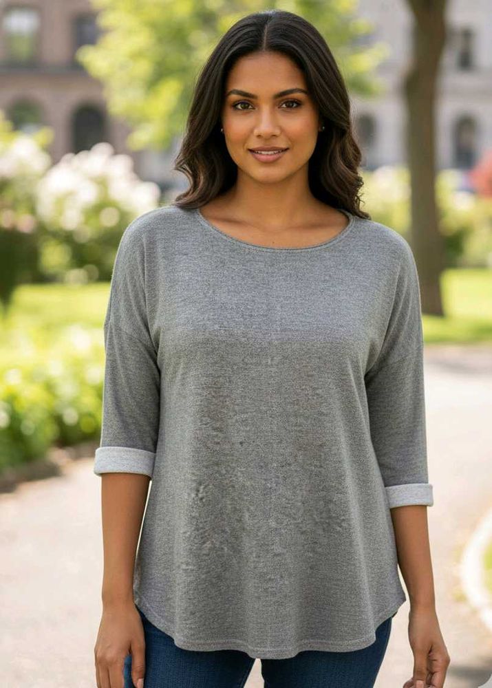 Imported Comfortable Gray Tunic Top