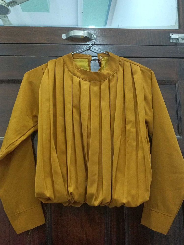 Mustard Yellow Balloon Top For Girls