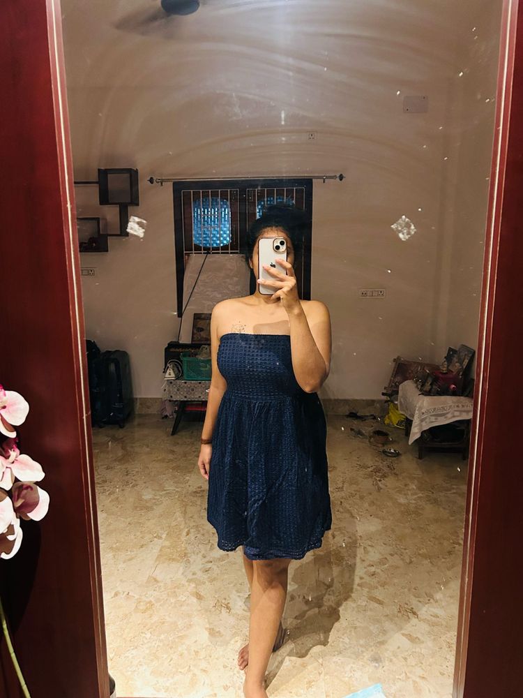 Brand New Blue Pure Cotton Tube Dress