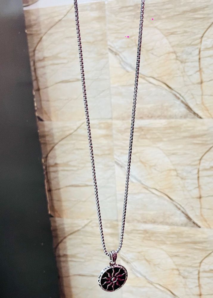 Silver Tone Sun Pendant Necklace