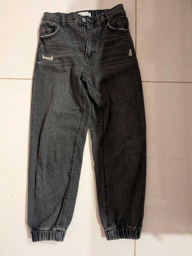 Blackish Gray Denim Joggers