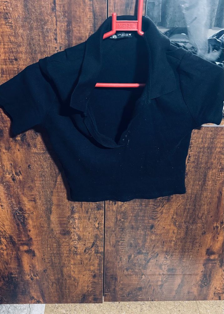 Zara Black Polo Top