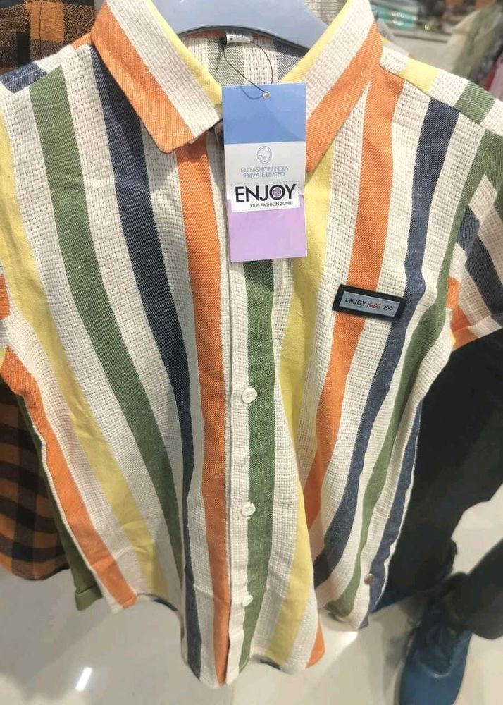 Striped Short Sleeve Button-Down Shirt New