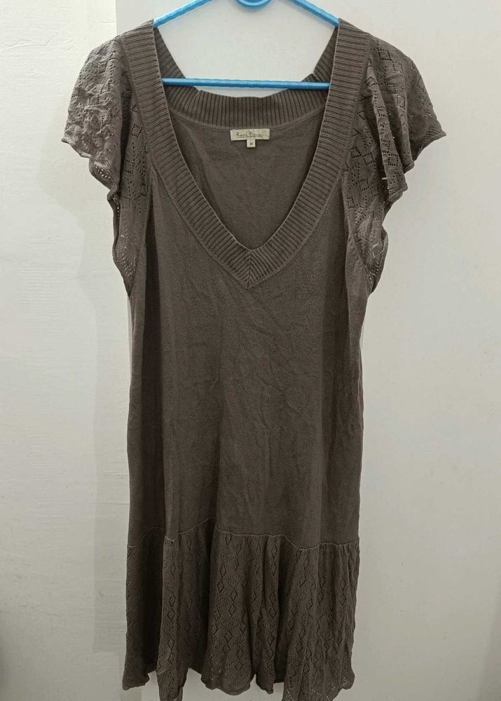 Casual Brown Knit Dress