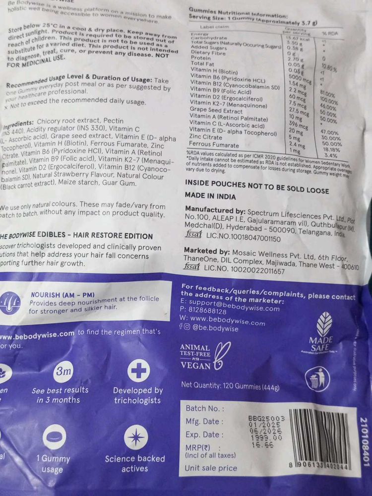 BeBodywise Hair 35 Gummies