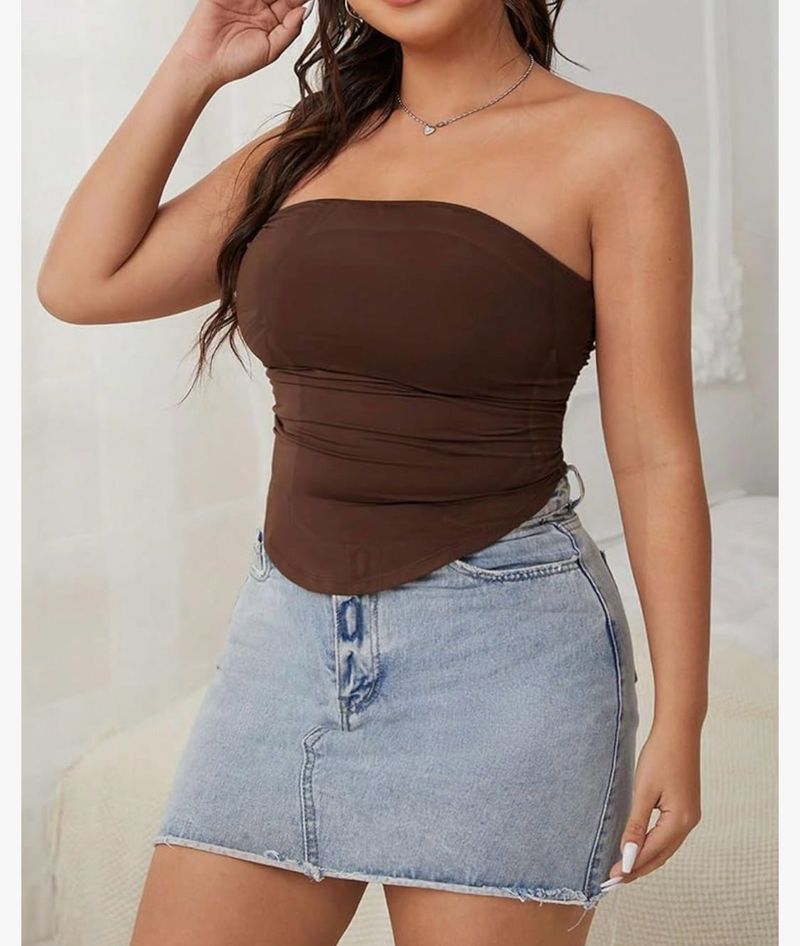 Brown Strapless Tube Top