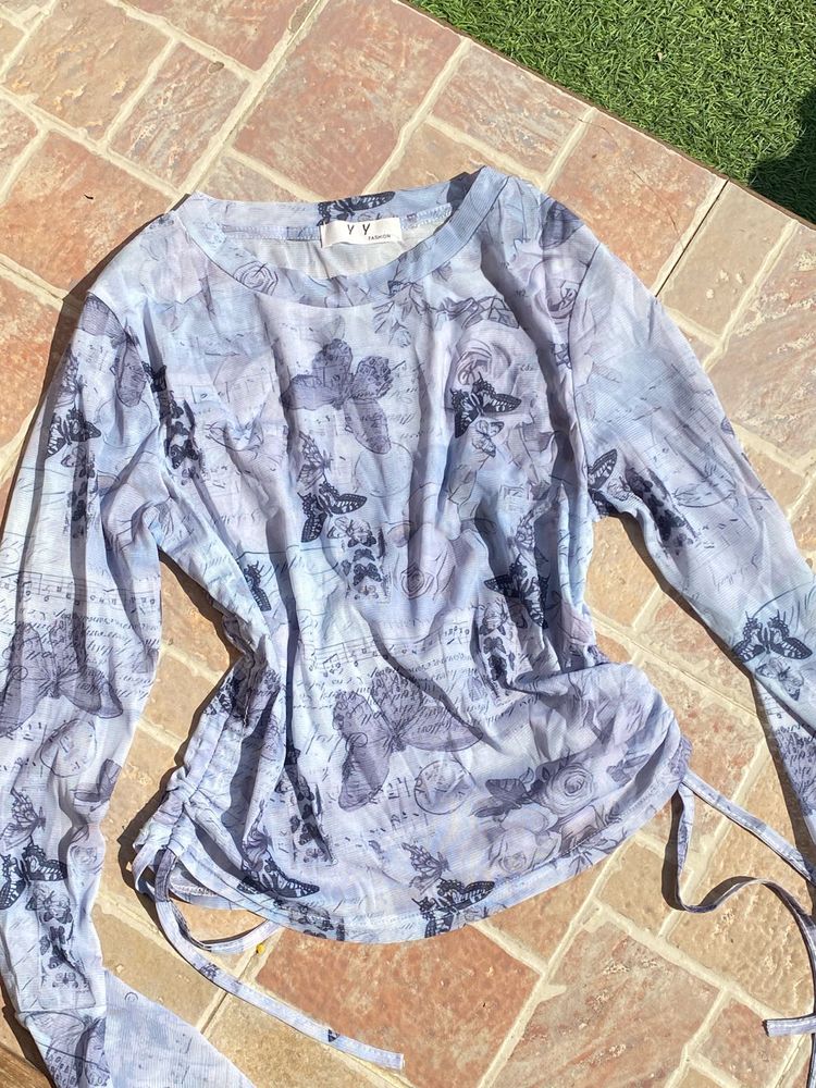 Butterfly Print Long Sleeve Top