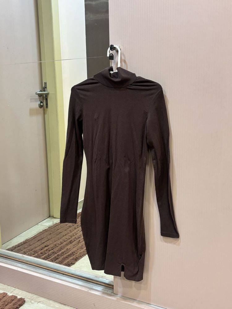 Elegant Brown Bodycon Mini Dress