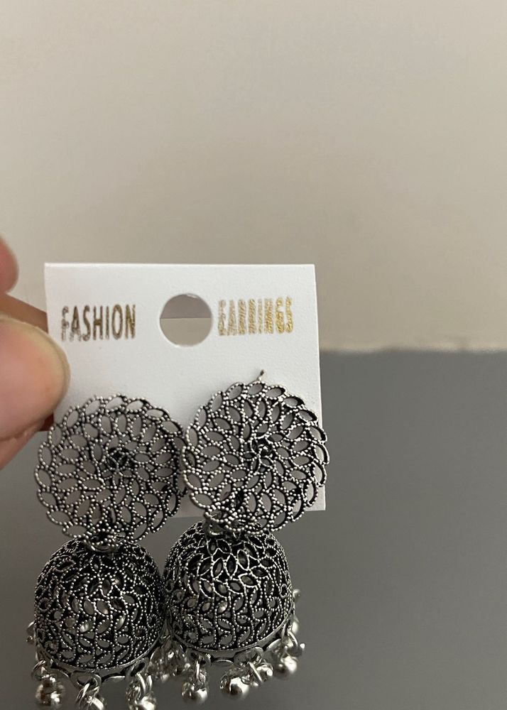 Oxidised Jhumka Earrings