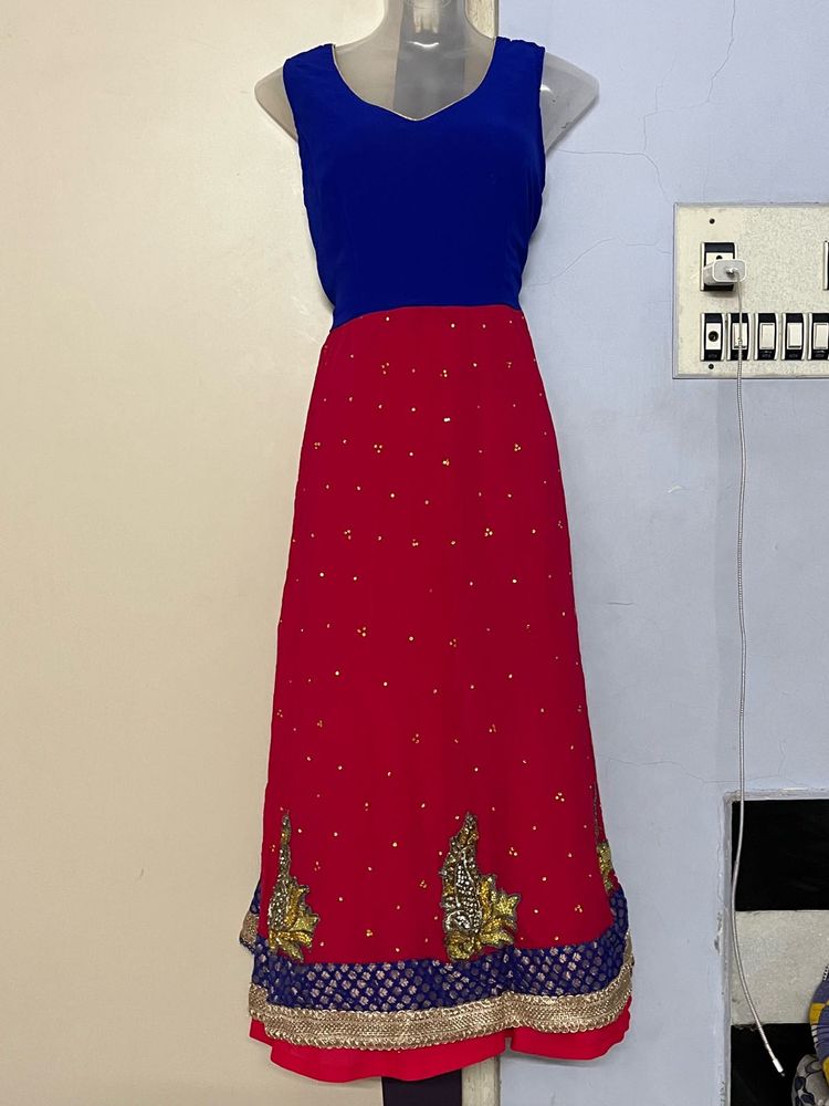 Pintrest Red &amp; Blue Embroidered Dress