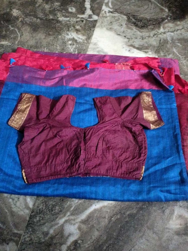 Saree with Blouse free sizes.