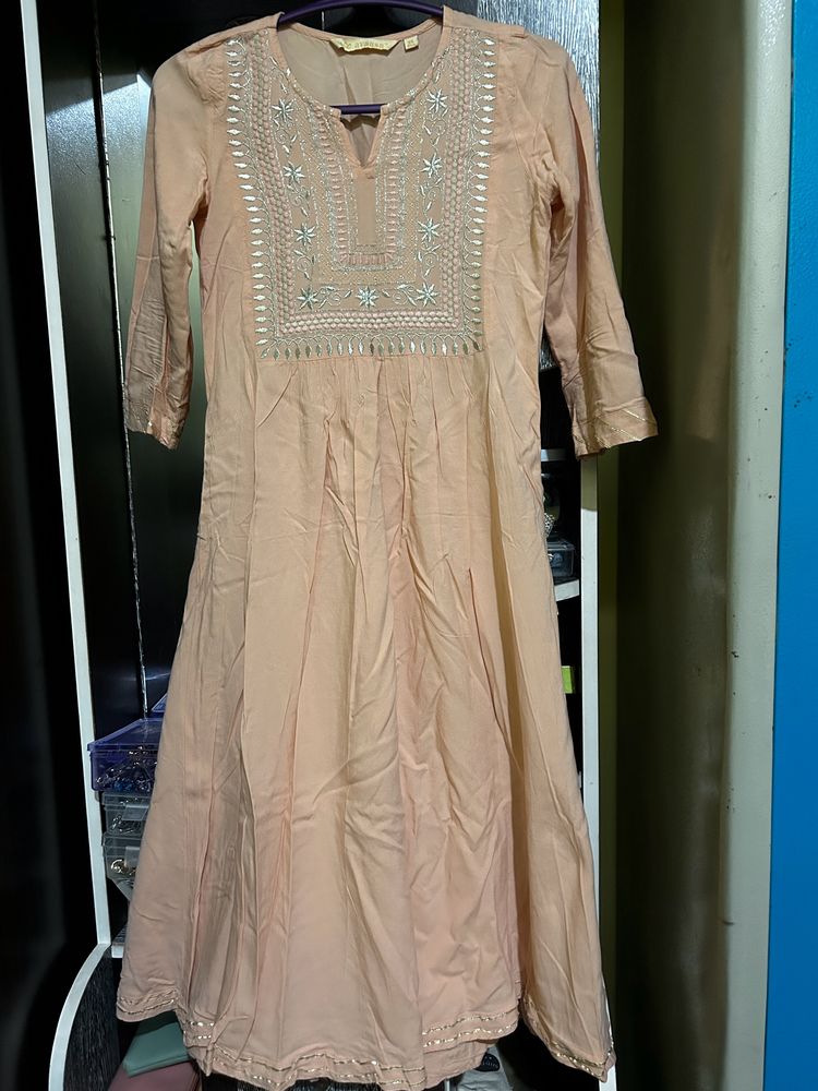 Avaasa Peach Colour Anarkali Kurta Size XS