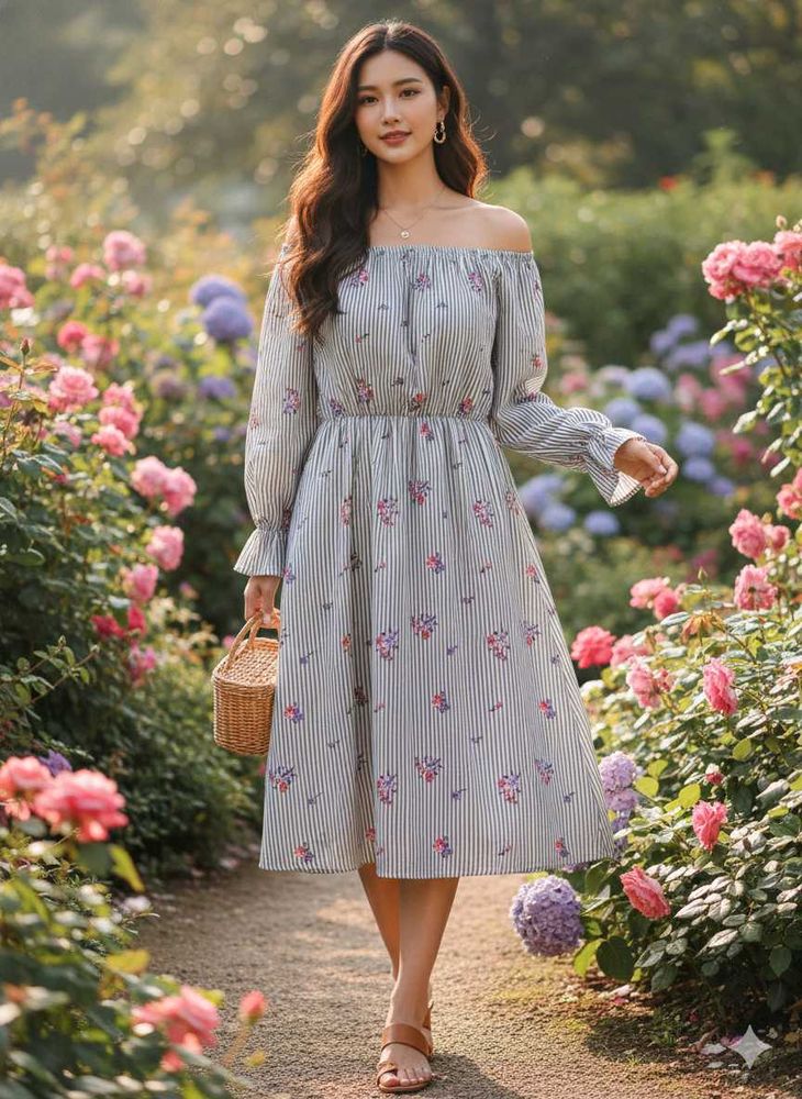 Floral Off-Shoulder Midi Dress