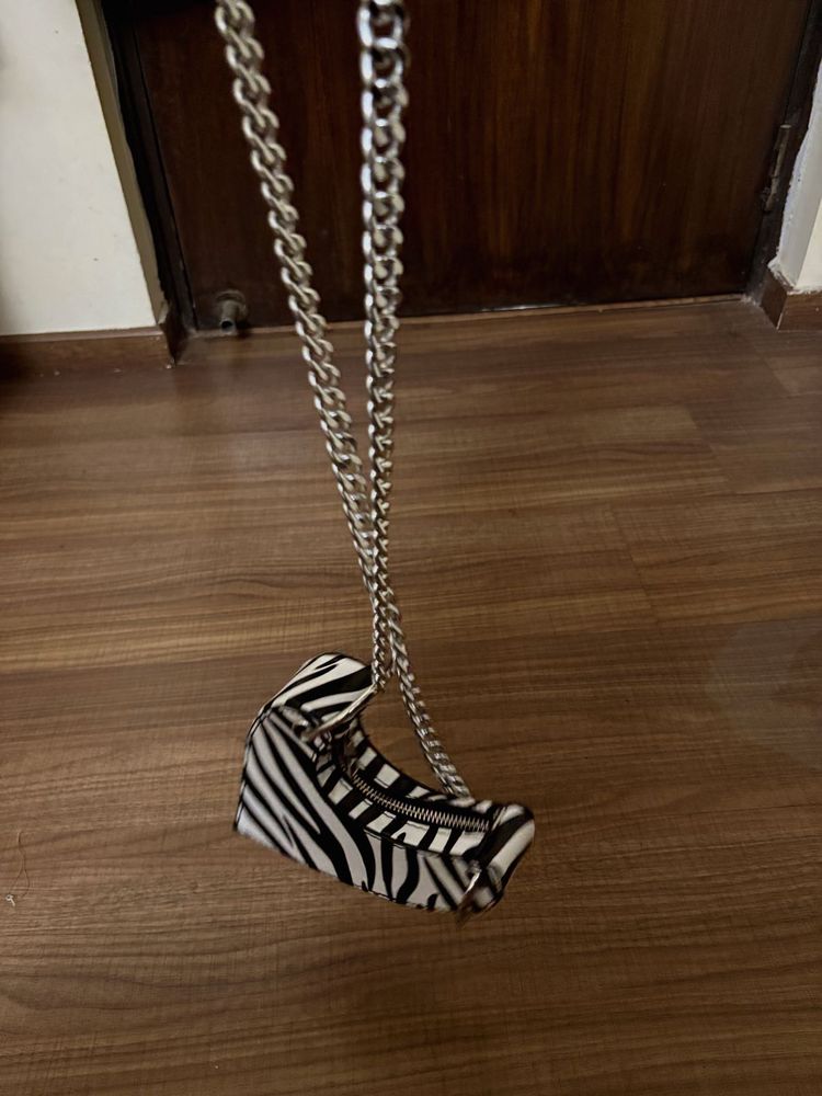 Zebra Print Chain Bag
