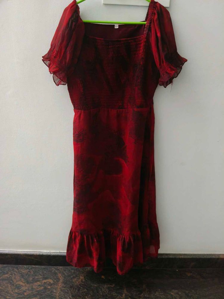 Elegant Red Midi Dress