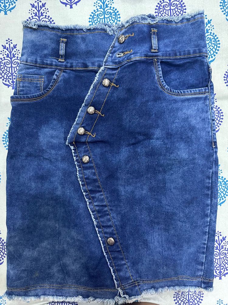 Knee Length Denim Skirt