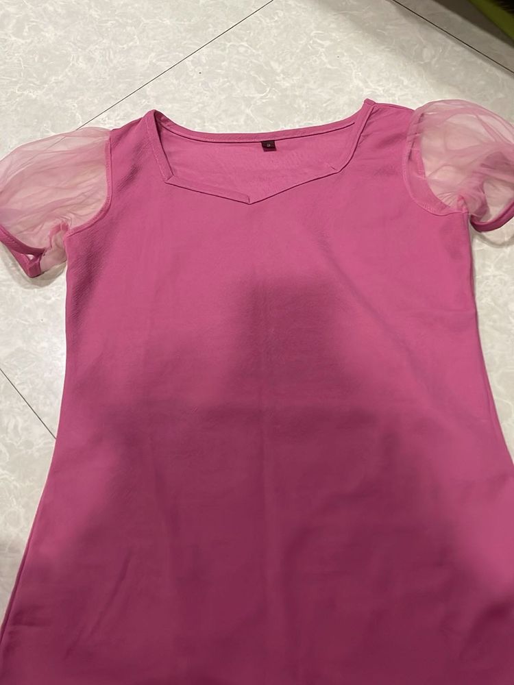 Pink Puff Sleeve Dress