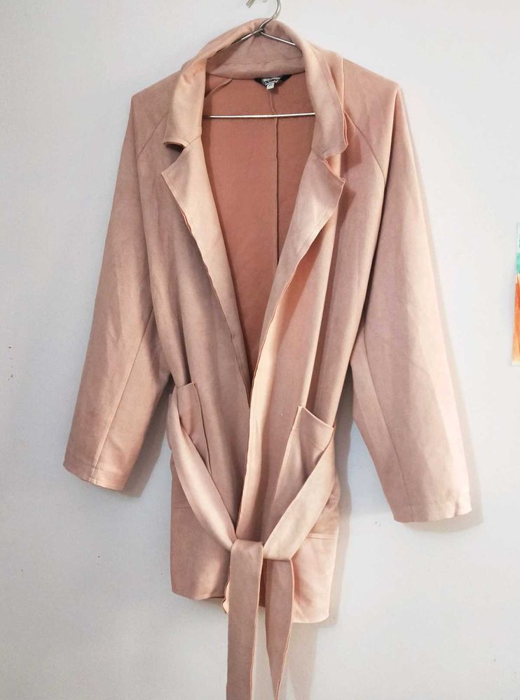 Pink Suede Trench Coat