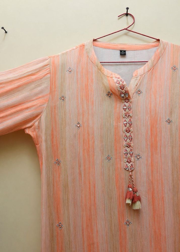 Long Peach Kurta