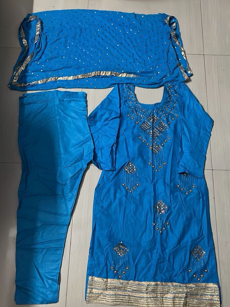 Teal Blue Salwar Kameez Set