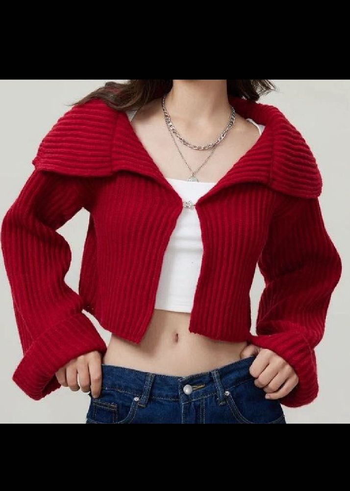 Red Knit Cardigan