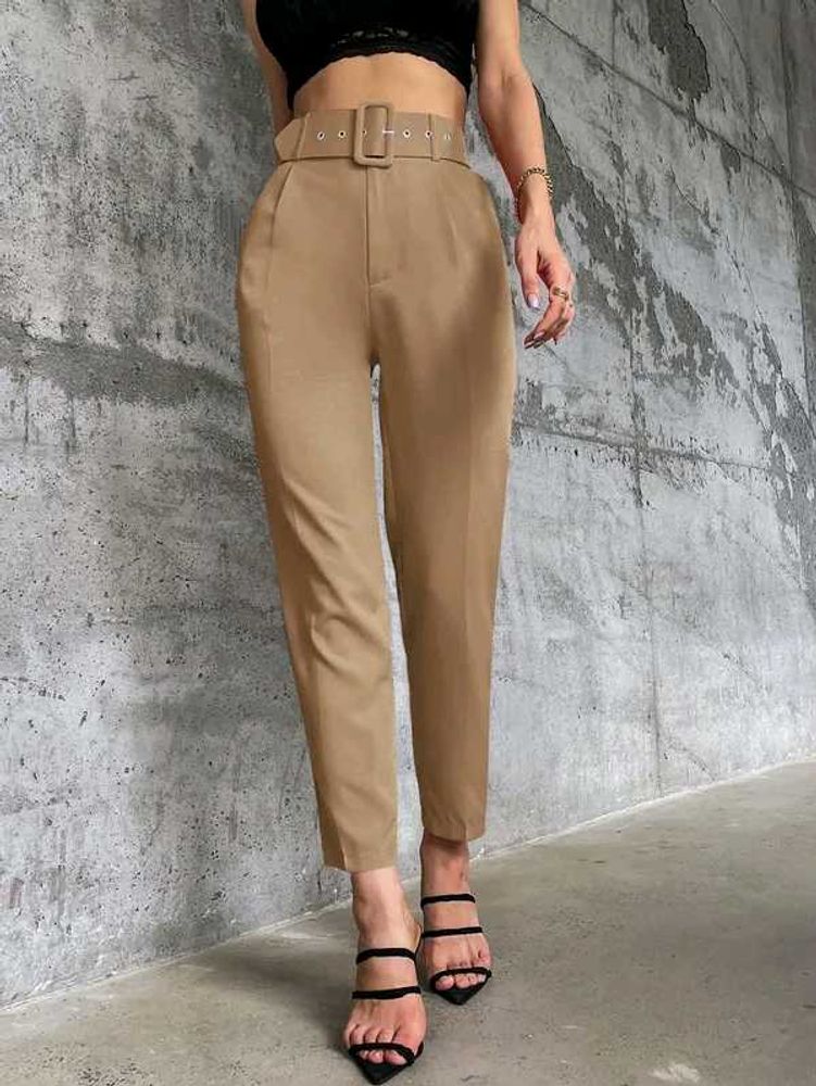 Beige Straight Fit Trouser
