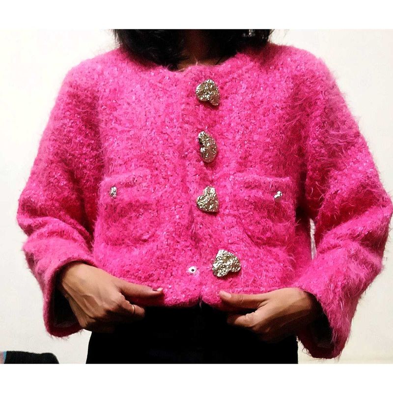 korean Pink Knit Cardigan