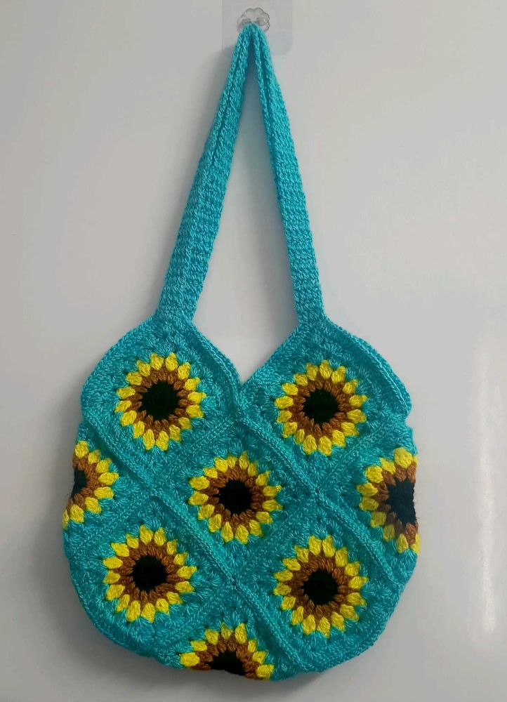 Crochet Sunflower Tote Bag