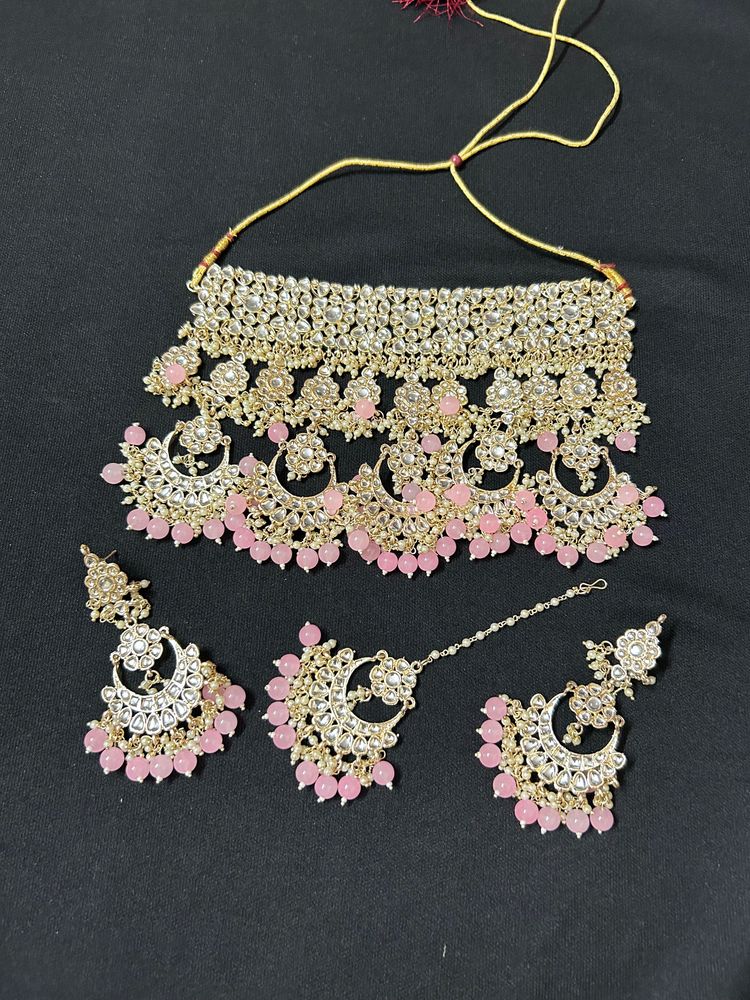 Pink Kundan Jewelry Set