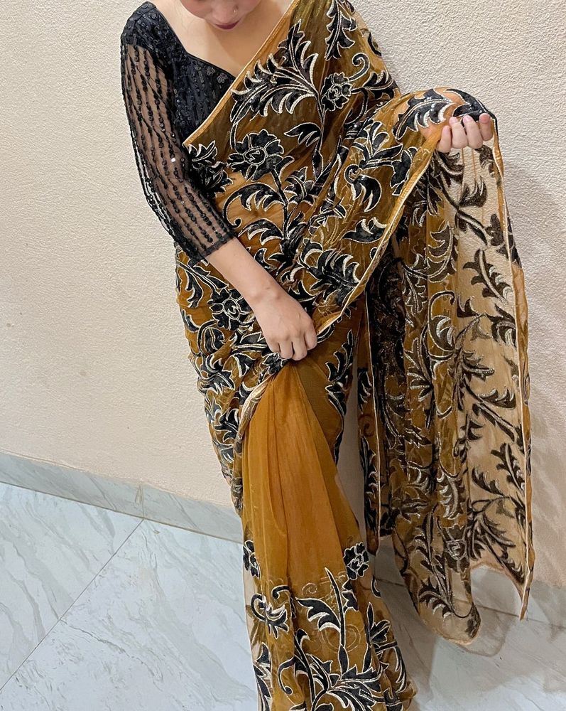 Black Sequence Work Saree