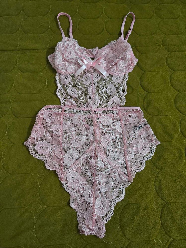 baby Pink Lace Lingerie Set size S