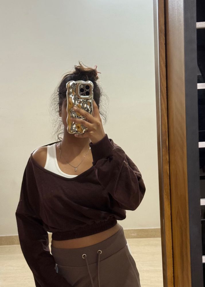 Brown Off-Shoulder Top