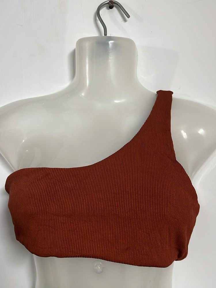 Ribbed One Shoulder Crop Top
