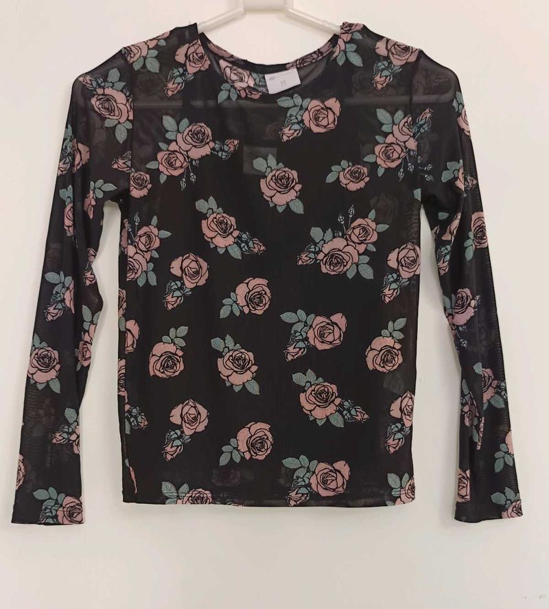 Floral Mesh Top