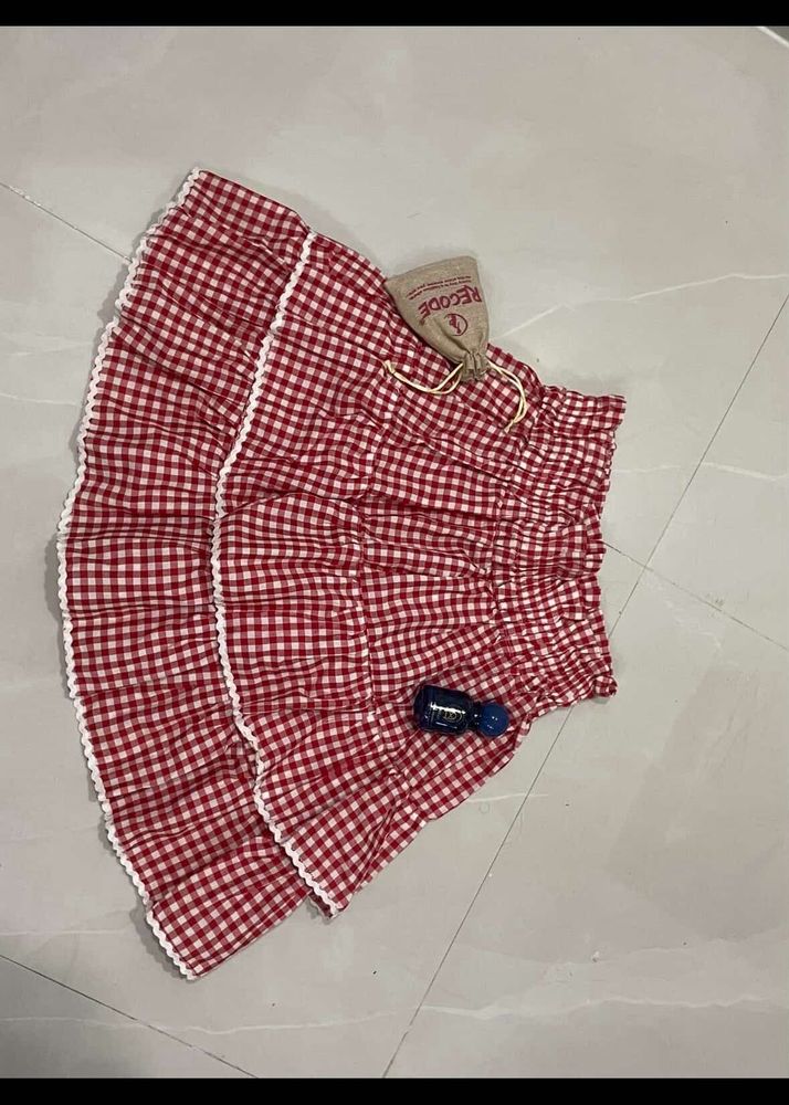 Red Gingham Ruffle Skirt