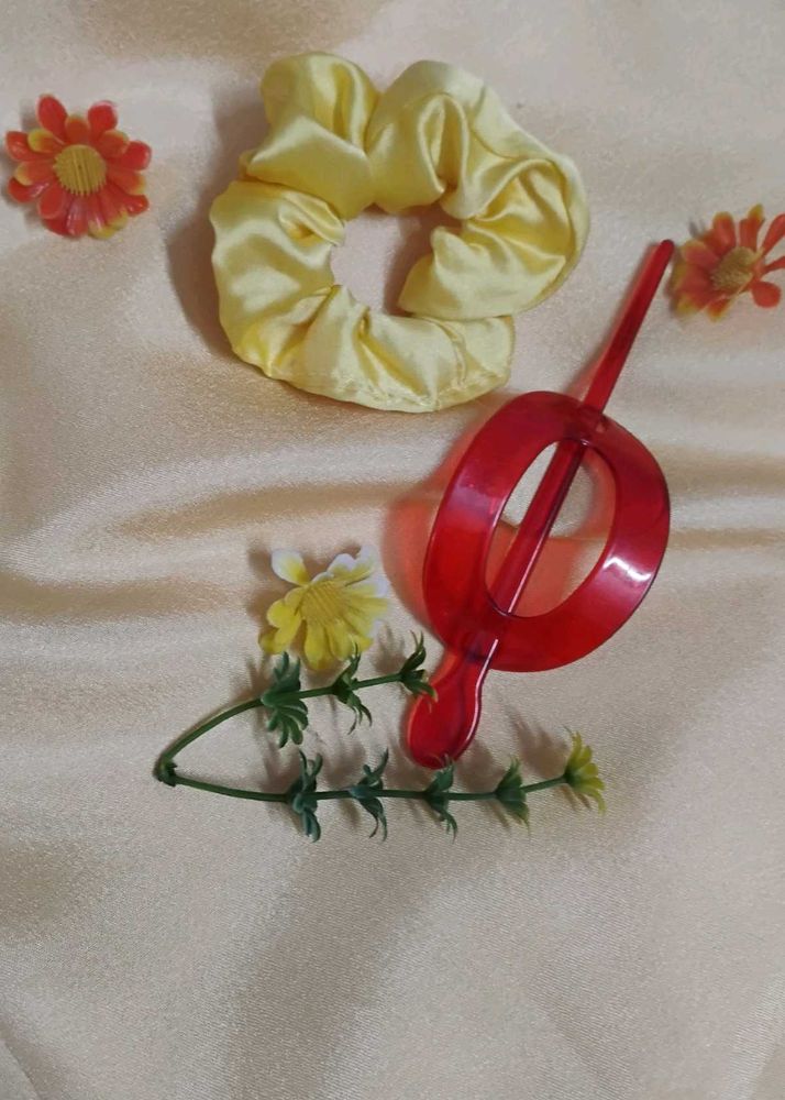 Hair Accessory Set: Scrunchie &amp; Pin