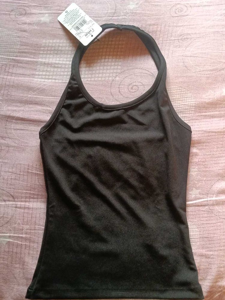 Black Halter Neck Tank Top
