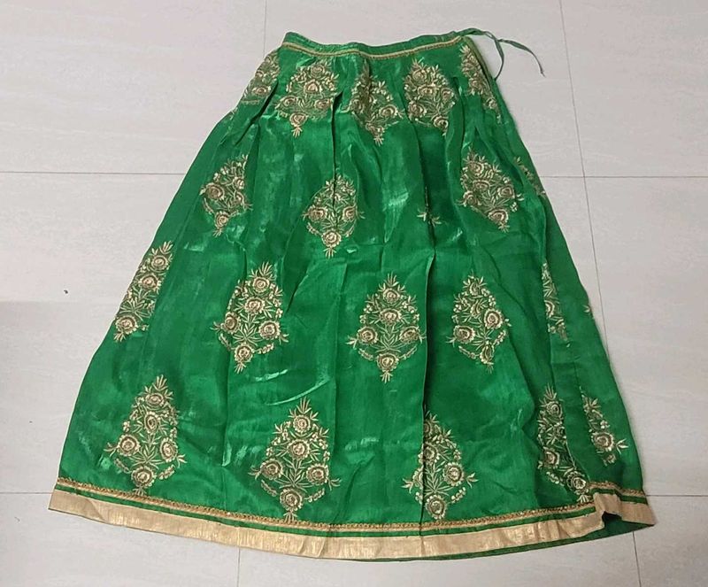 Green Embroidered Lehenga Skirt