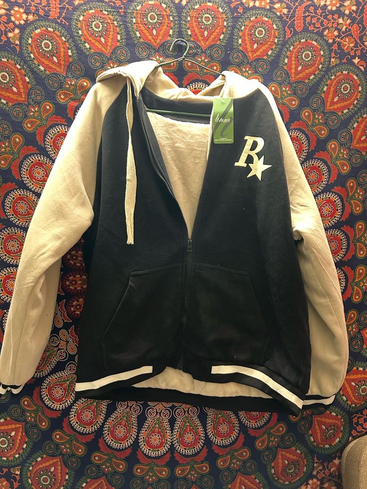 Varsity Style Zip-Up Hoodie