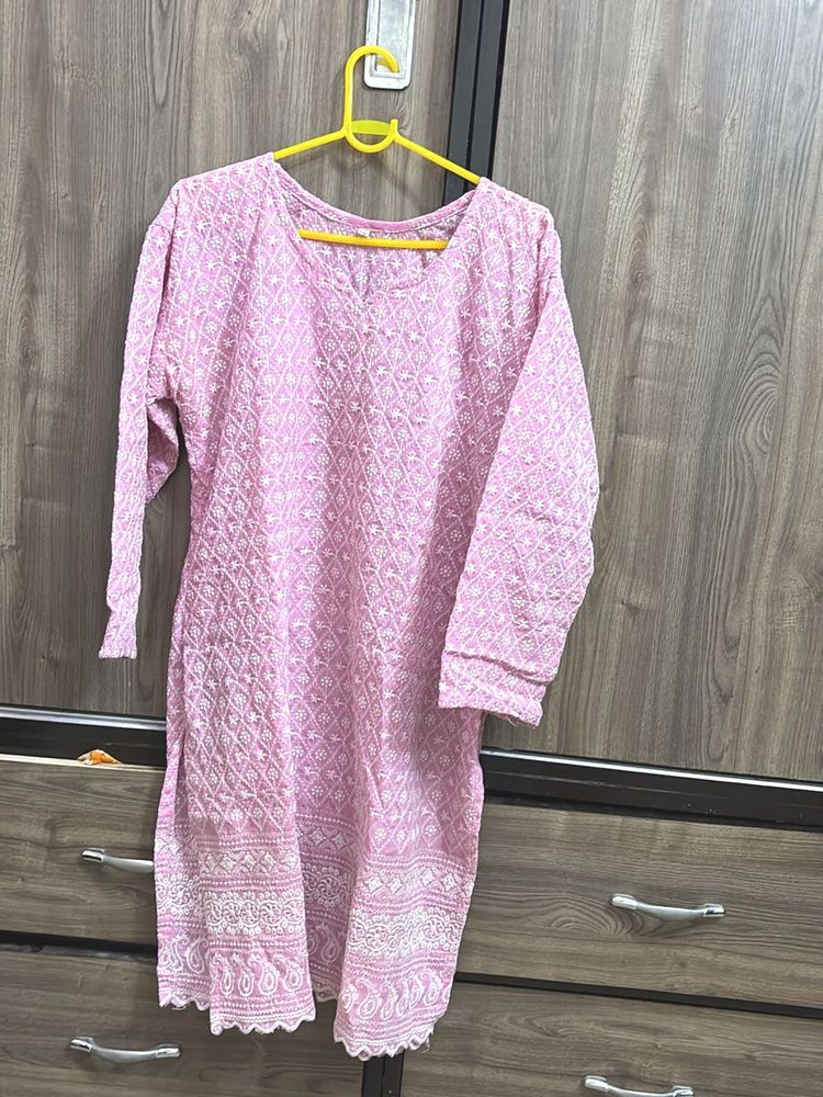Pink Embroidered Kurta