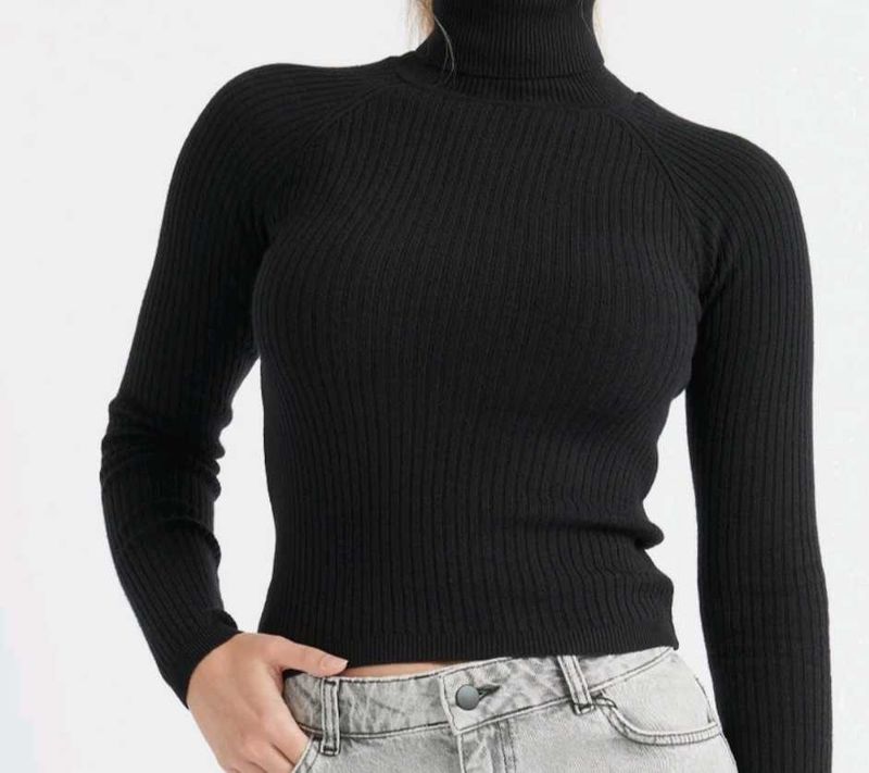 Black Ribbed Turtleneck
