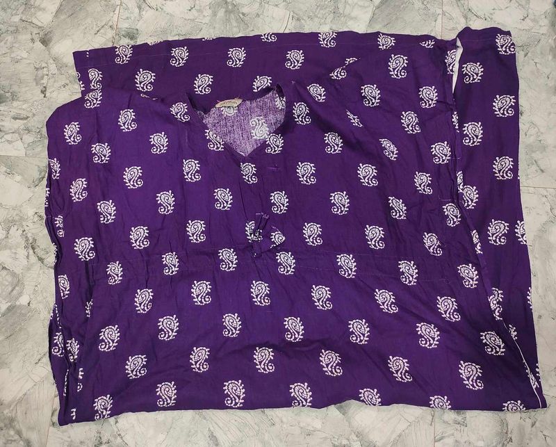 Purple Paisley Print Caftan Dress