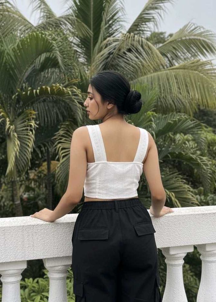 White Button-Front Top