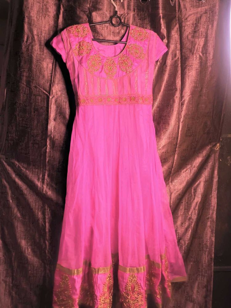 Pink Net Anarkali