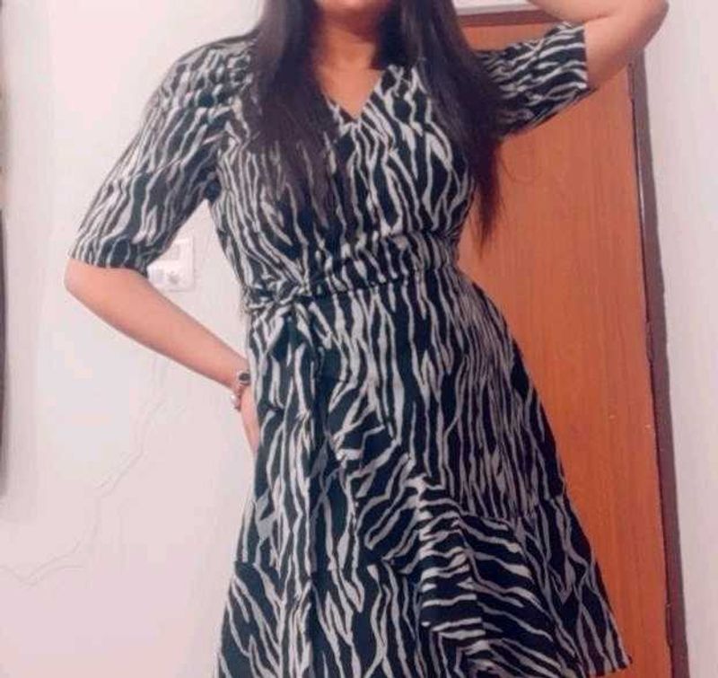 Zebra Print Wrap Dress