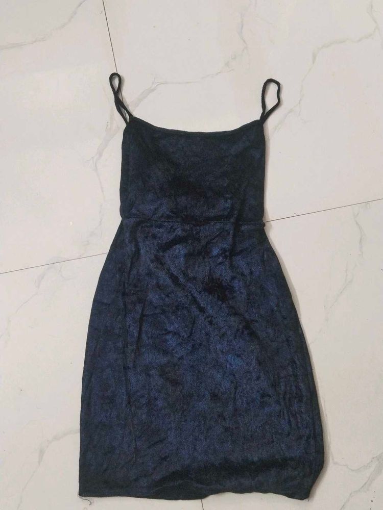 Blue Velvet Mini Dress